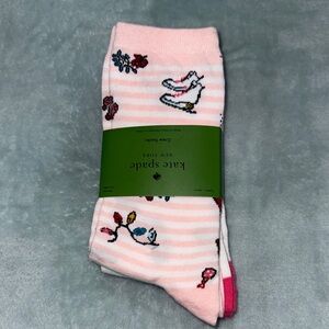 kate spade Striped Pink Socks with Fun Patterns, White & Pink Crew Socks